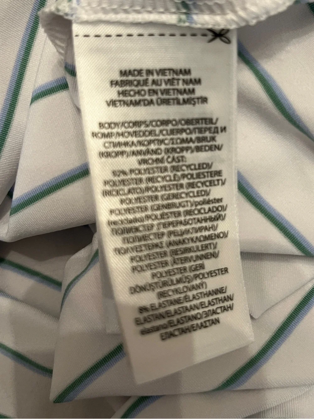 Ralph Lauren RLX White Polo with Light Blue and Green Stripes, size XXL